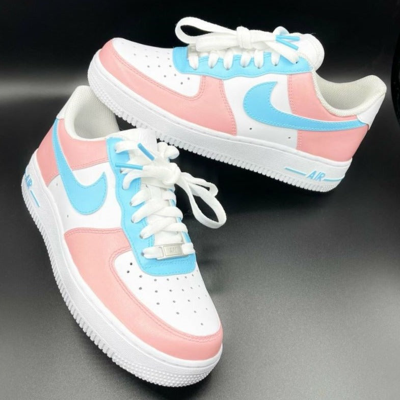 Pink Blue Custom Sneakers Air Force 1