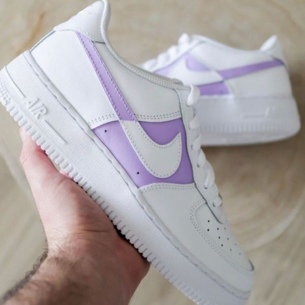 Purple White Custom Sneakers Air Force 1