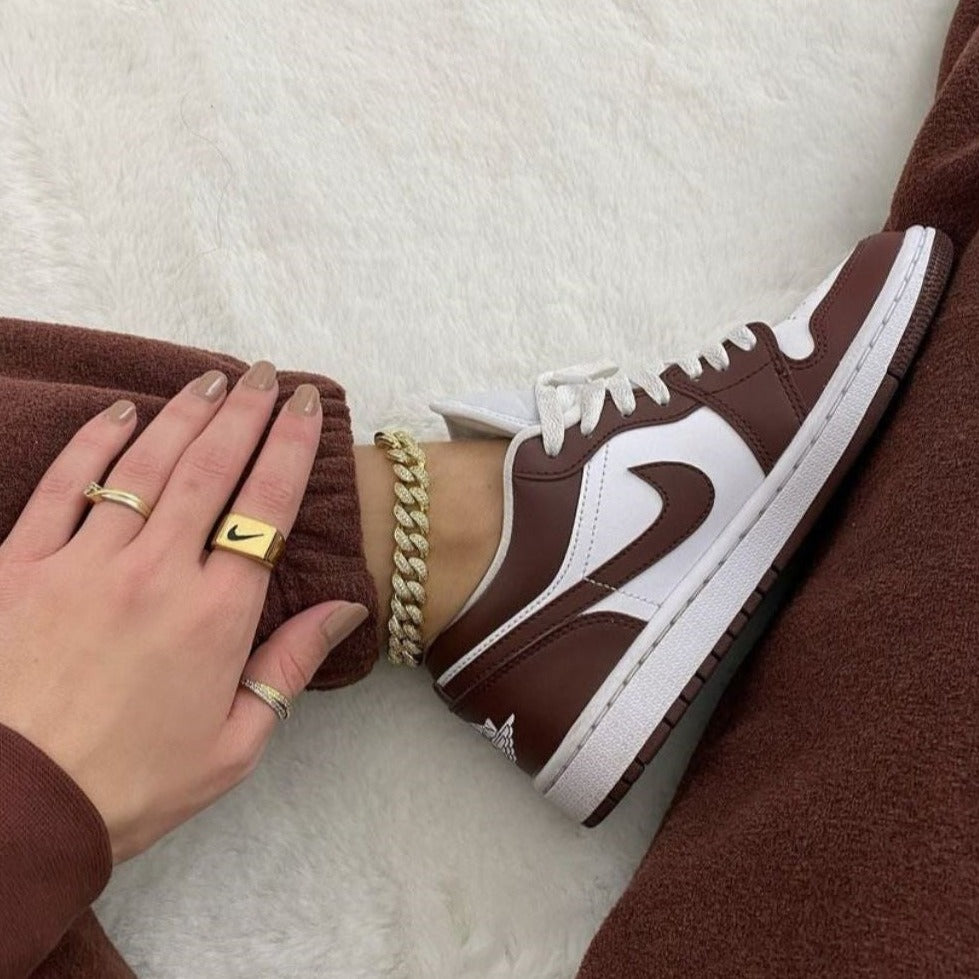 Mocha Brown Sneakers Custom Air Jordan 1 Low