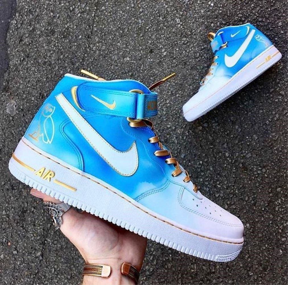 Golden Blue Custom Sneakers Air Jordan 1