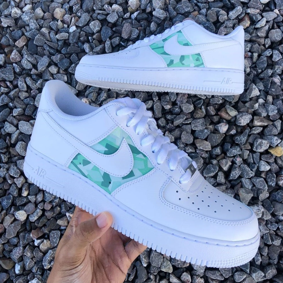 Green Geometry Custom Sneakers Air Force 1