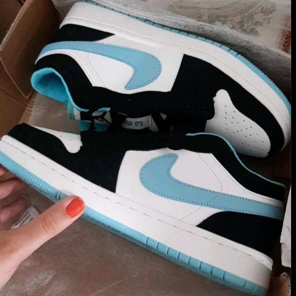 Sky Blue Black Custom Sneakers Air Jordan 1 Low