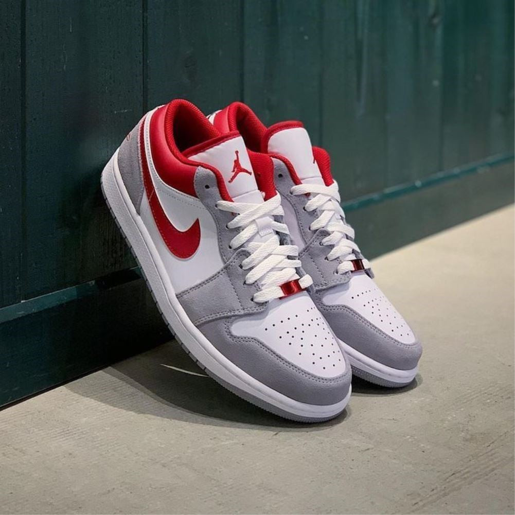 Grey Red Custom Sneakers Air Jordan 1 Low