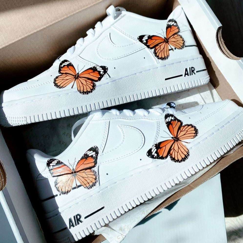 Orange Butterfly Custom Sneakers Air Force 1