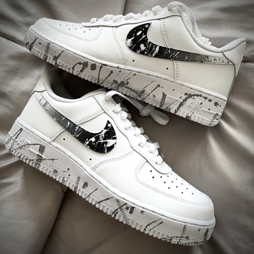 Black Gray Splash Custom Sneakers Air Force 1