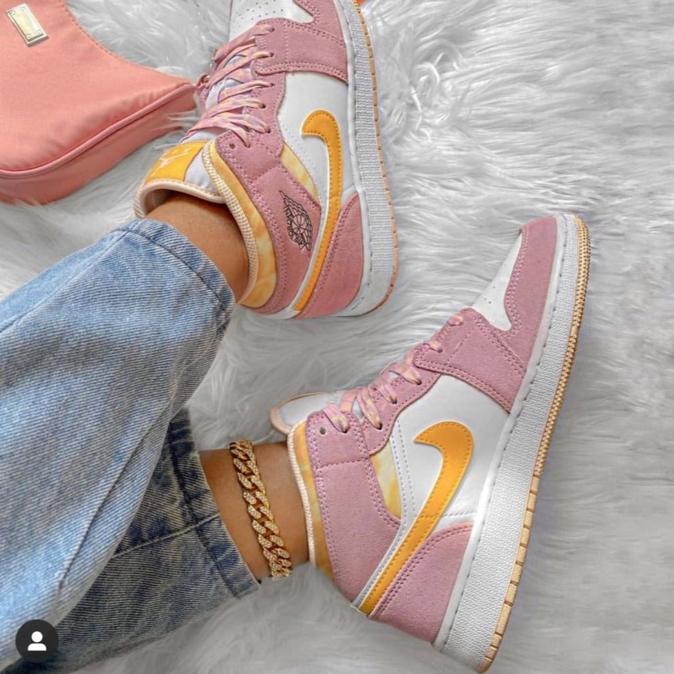 Pearl Pink Yellow Custom Sneakers Air Jordan 1