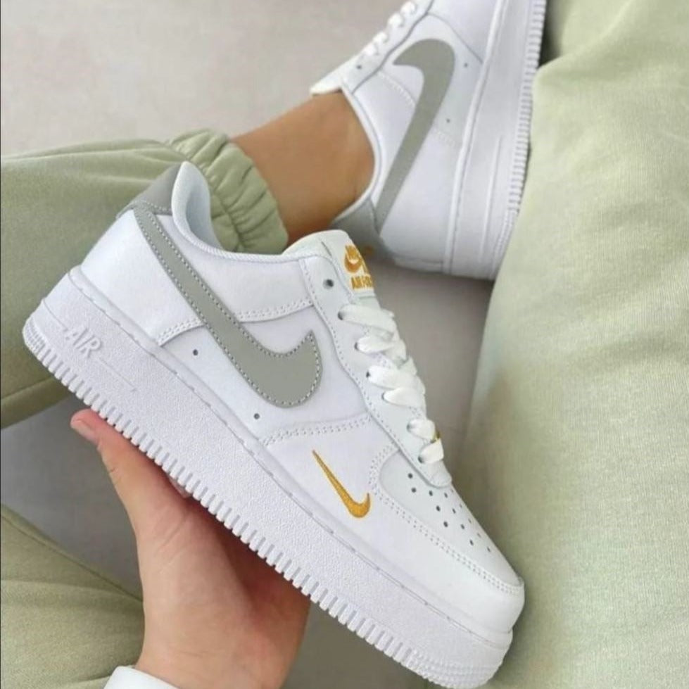 Grey Green Gold Sneakers Custom Air Force 1