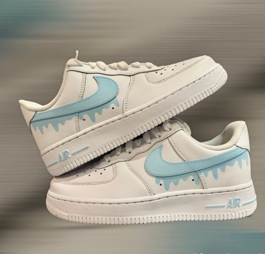 Blue Dripping Custom Sneakers Air Force 1