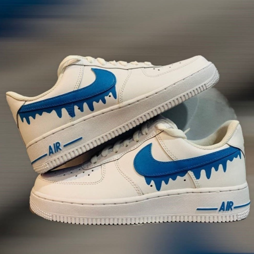 Blue Dripping Custom Sneakers Air Force 1