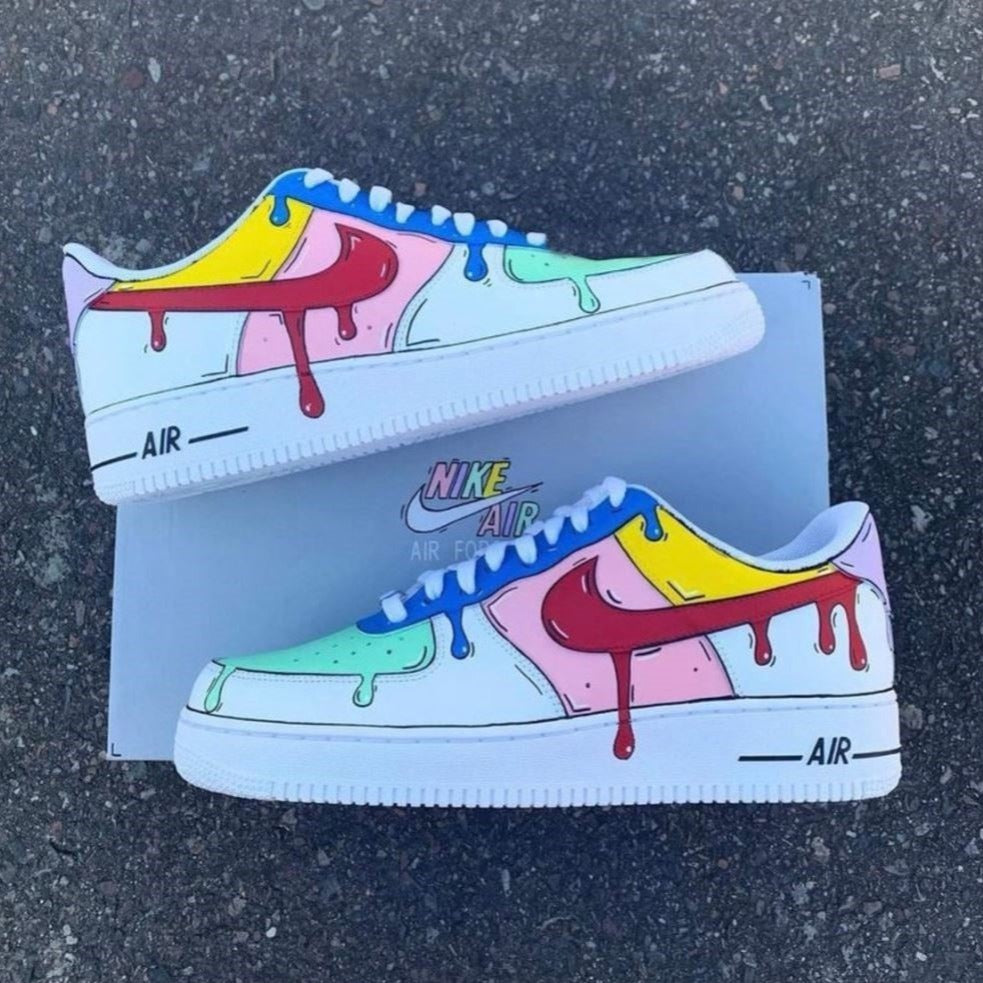 Colorful Cartoon Dripping Custom Sneakers Air Force 1