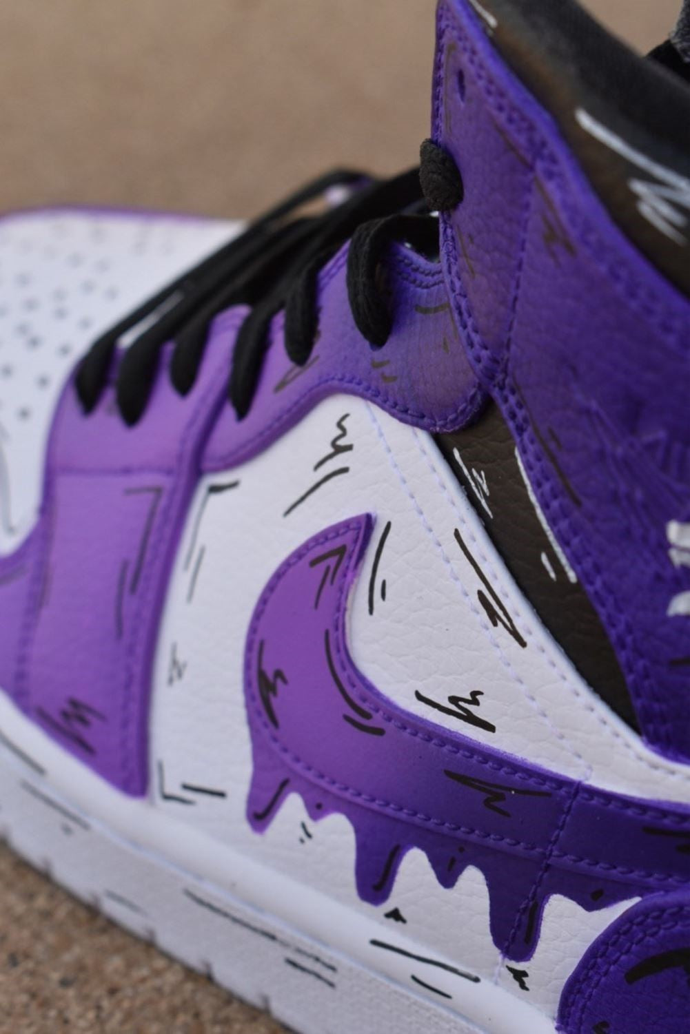 Purple Cartoon Dripping Custom Sneakers Air Jordan 1