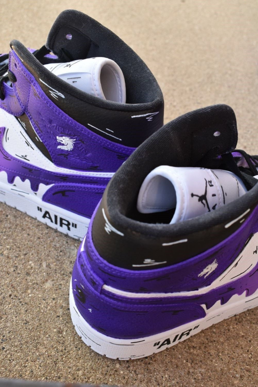 Purple Cartoon Dripping Custom Sneakers Air Jordan 1