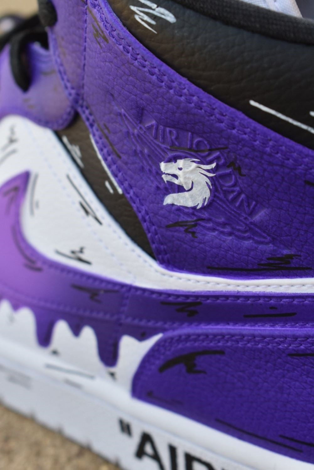 Purple Cartoon Dripping Custom Sneakers Air Jordan 1