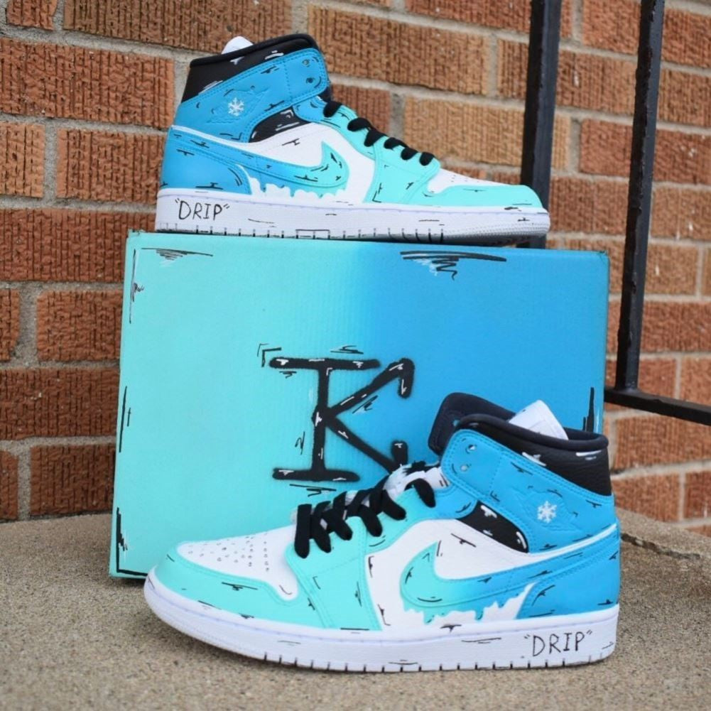 Blue Dripping Custom Sneakers Air Jordan 1