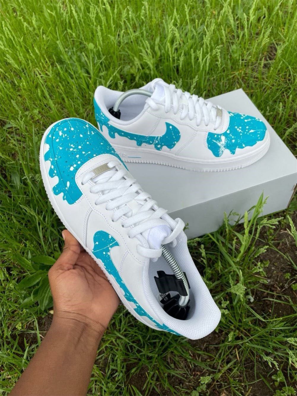 Blue Dripping Splash Custom Sneakers Air Force 1