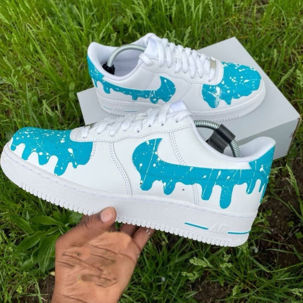 Blue Dripping Splash Custom Sneakers Air Force 1