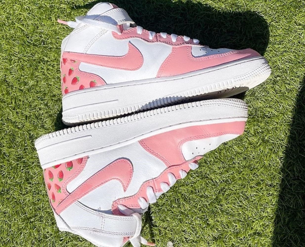 Pink Strawberry Custom Sneakers Air Force 1 Mid