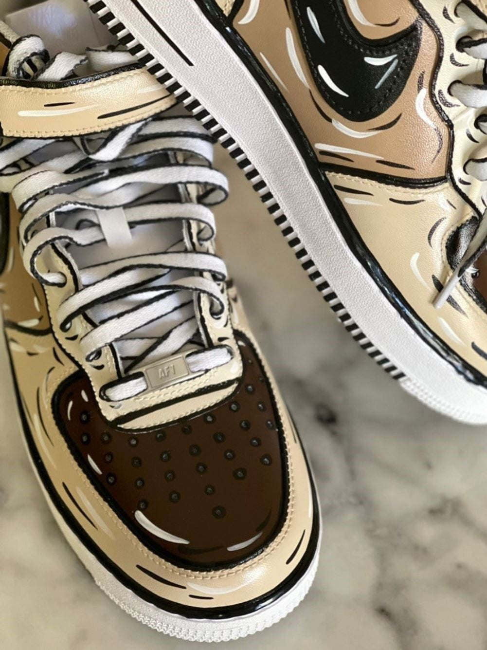 Cartoon Beige Doodle Custom Sneakers Air Force 1