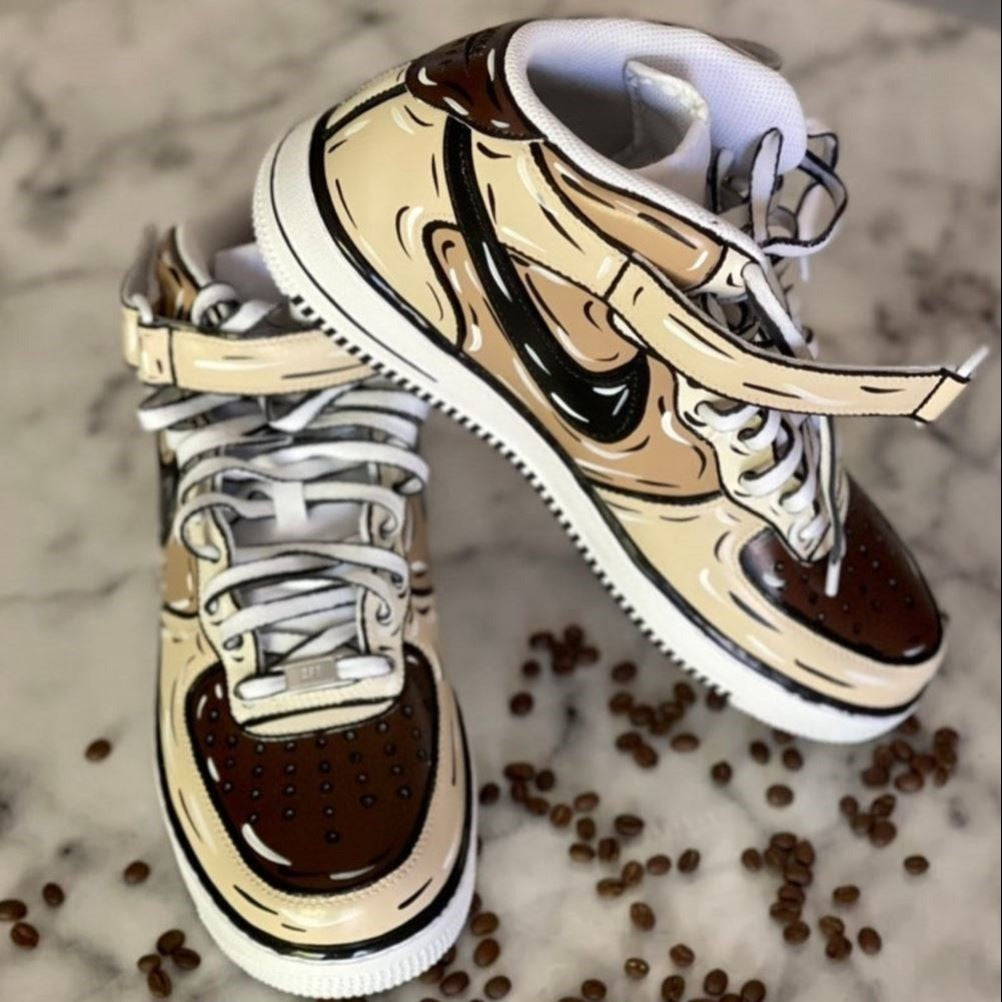 Cartoon Beige Doodle Custom Sneakers Air Force 1