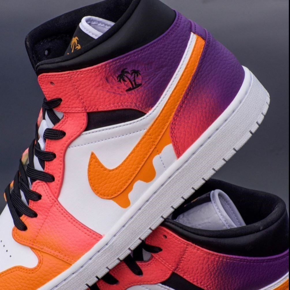 Orange Dripping Custom Sneakers Air Jordan 1