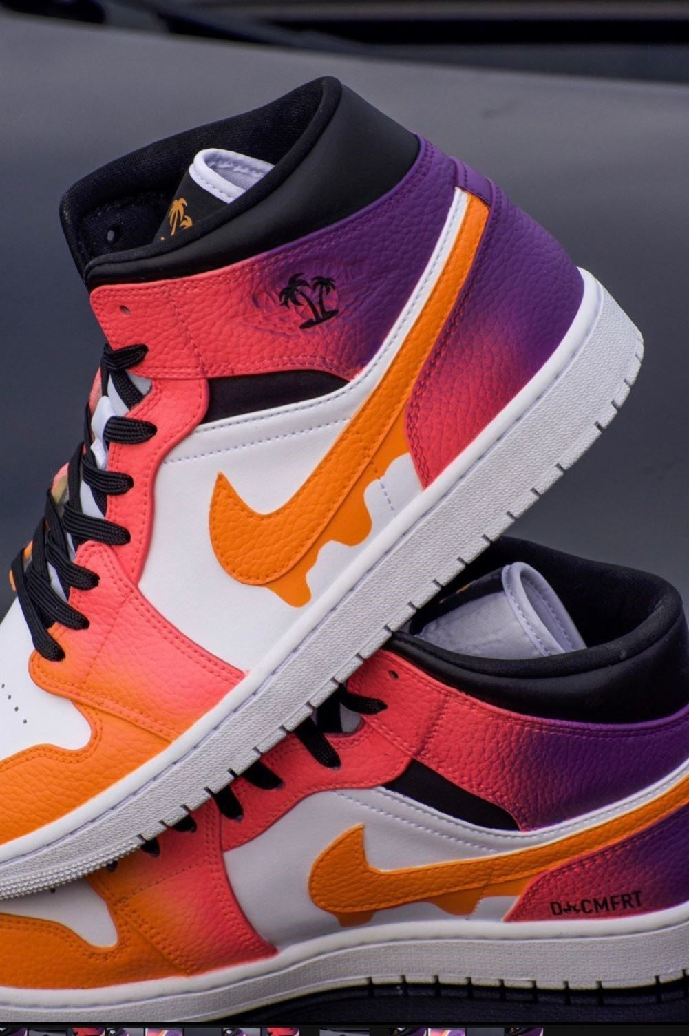 Orange Dripping Custom Sneakers Air Jordan 1