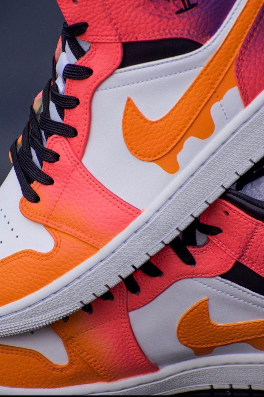 Orange Dripping Custom Sneakers Air Jordan 1