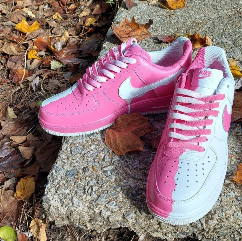 Pink White Drips Custom Sneakers Air Force 1