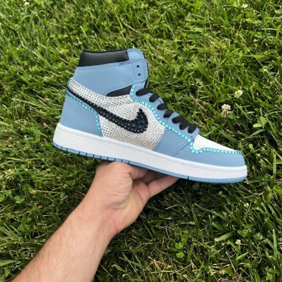 Blue Rhinestones Custom Sneakers Air Jordan 1