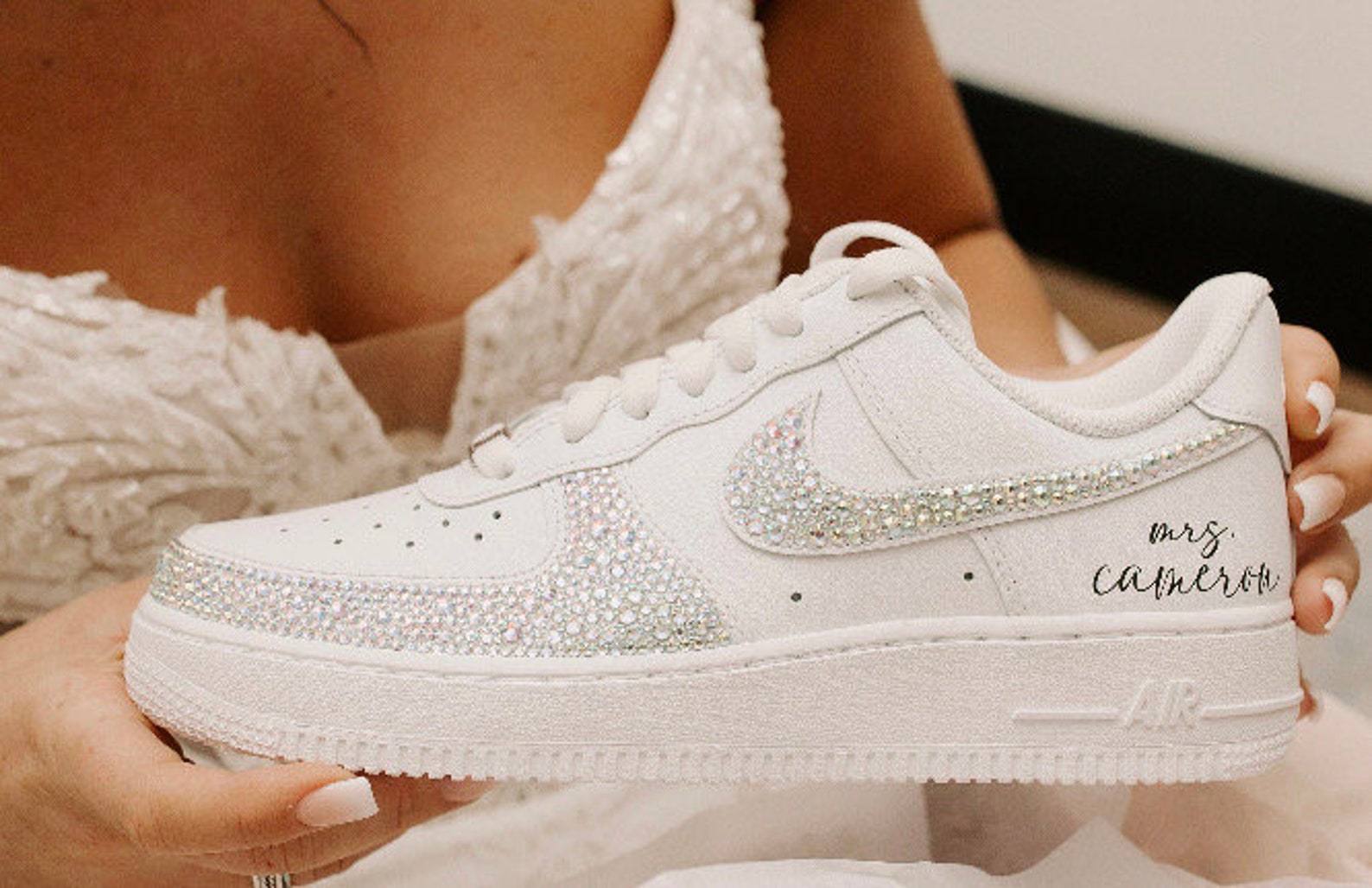 Diamond Customized Name Wedding Shoes Custom Sneakers Air Force 1