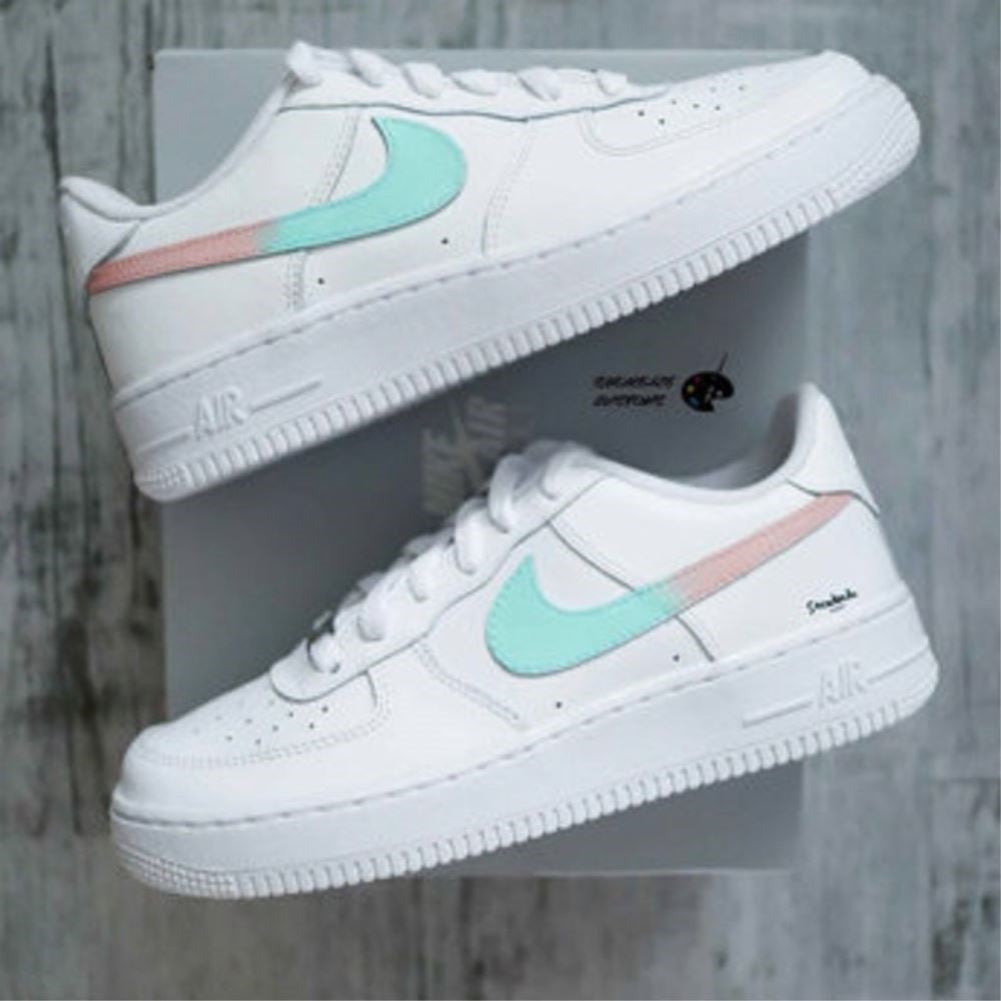 Green Pink Gradient Custom Sneakers Air Force 1