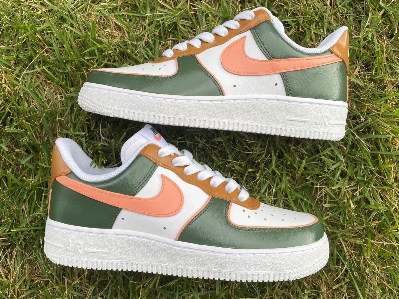 Dark Green Brown Custom Sneakers Air Force 1