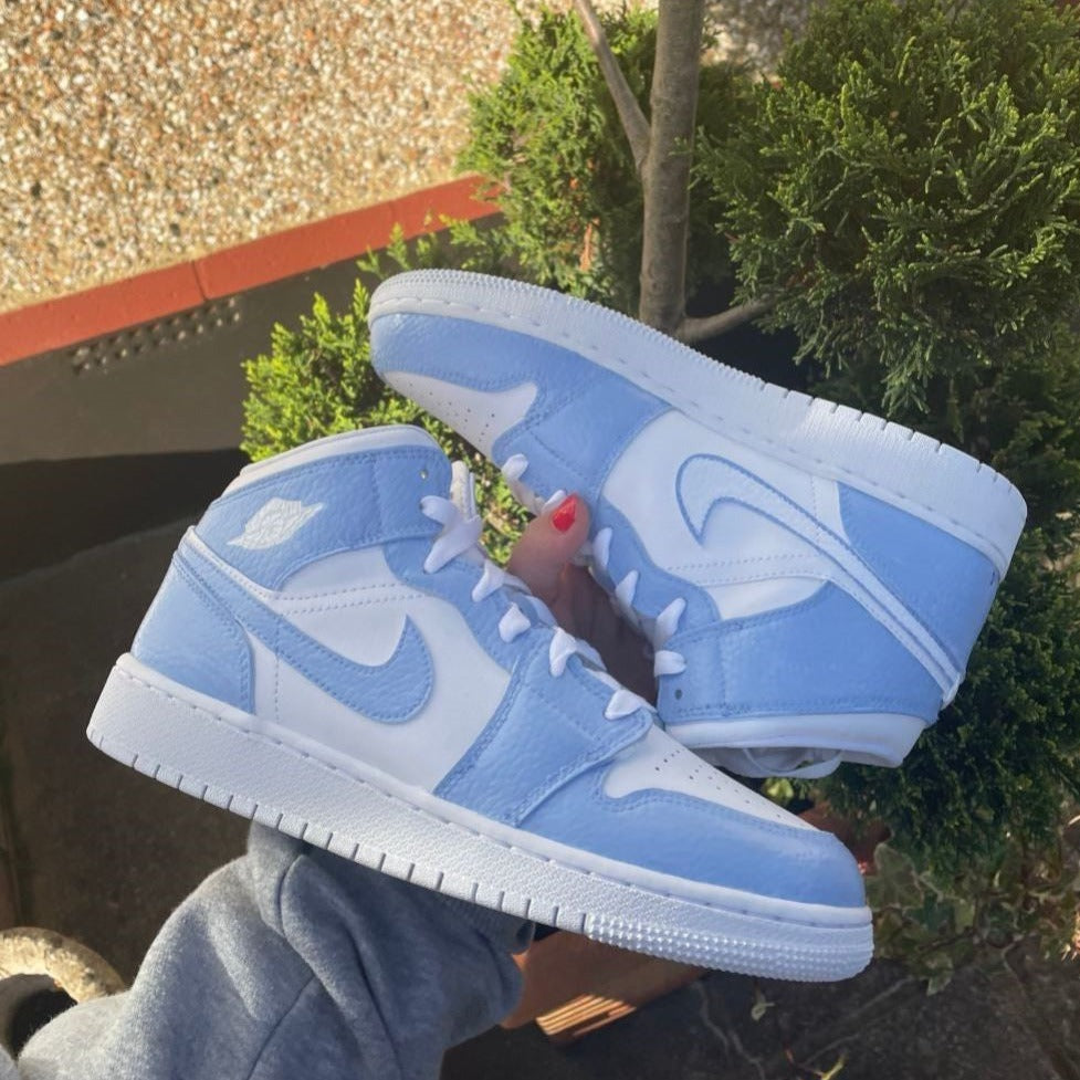 Blue Smooth Custom Sneakers Air Jordan 1