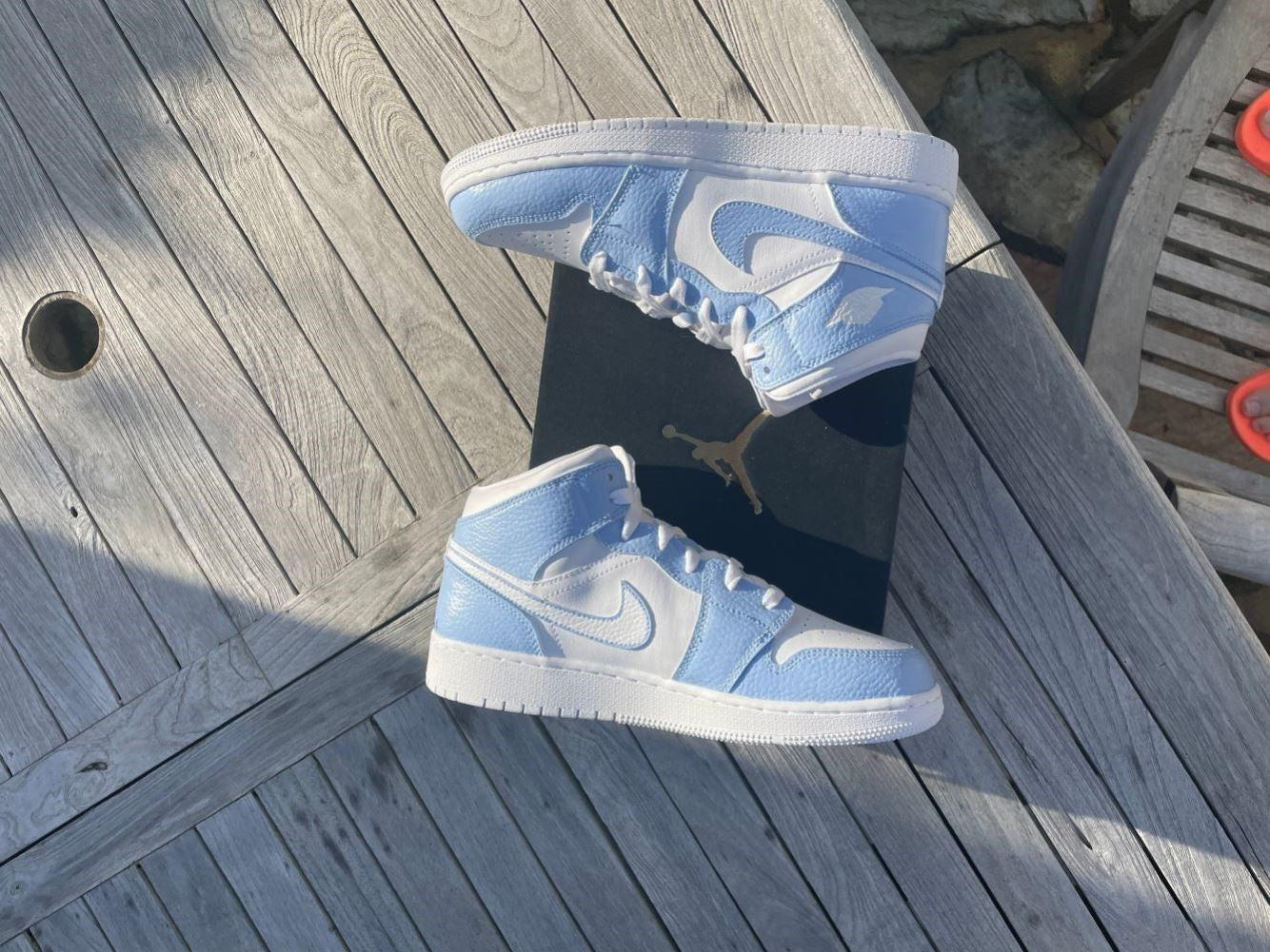 Blue Smooth Custom Sneakers Air Jordan 1