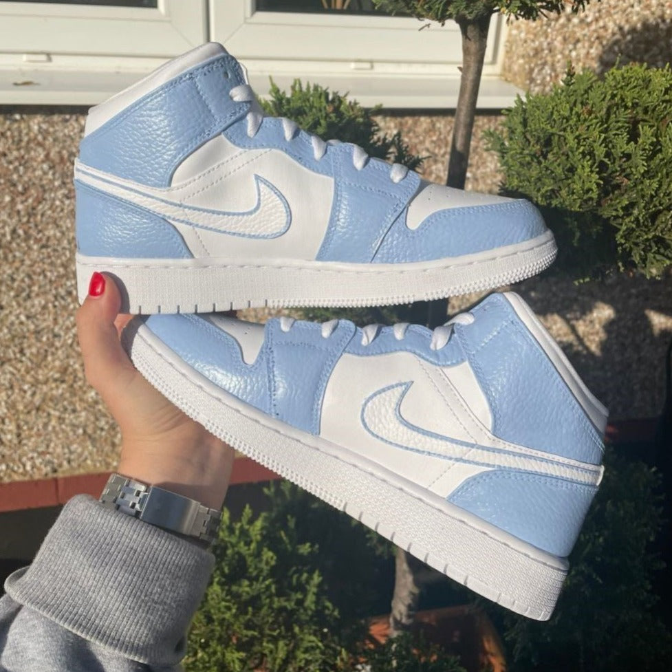 Blue Smooth Custom Sneakers Air Jordan 1