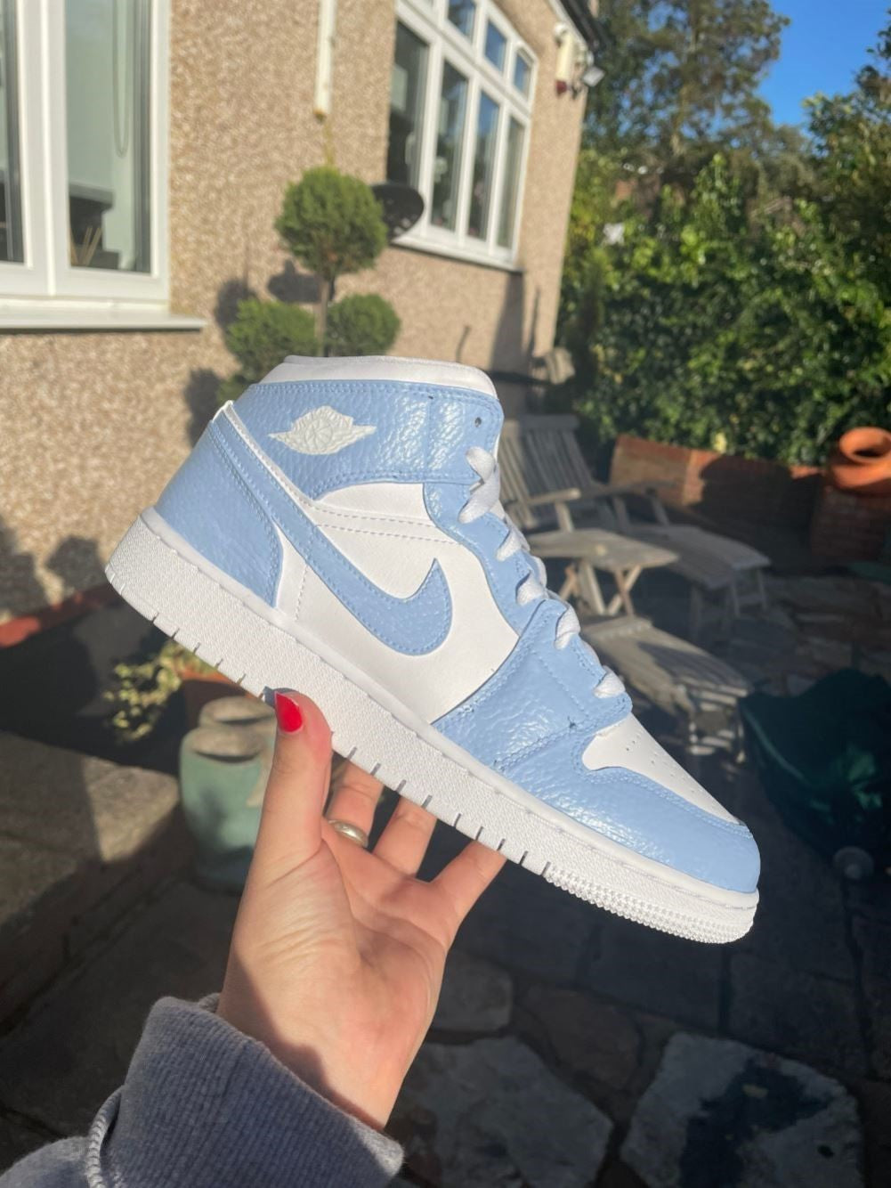 Blue Smooth Custom Sneakers Air Jordan 1