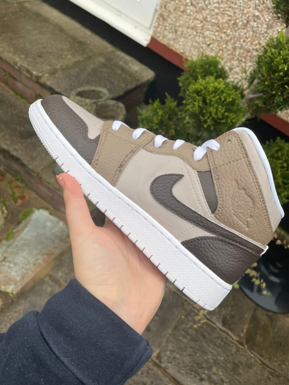 Mocha Brown Custom Sneakers Air Jordan 1