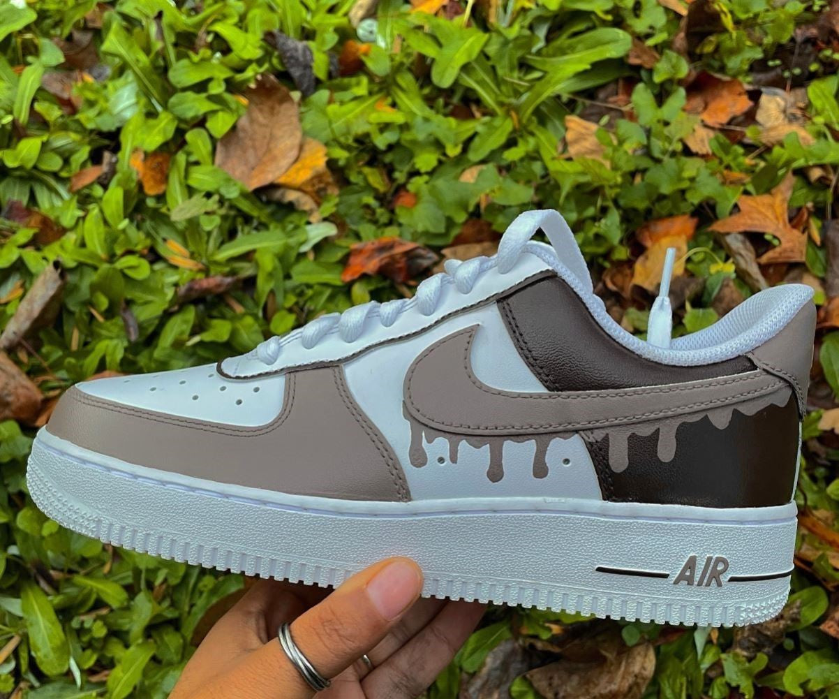 Mocha Brwon Dripping Custom Sneakers Air Force 1