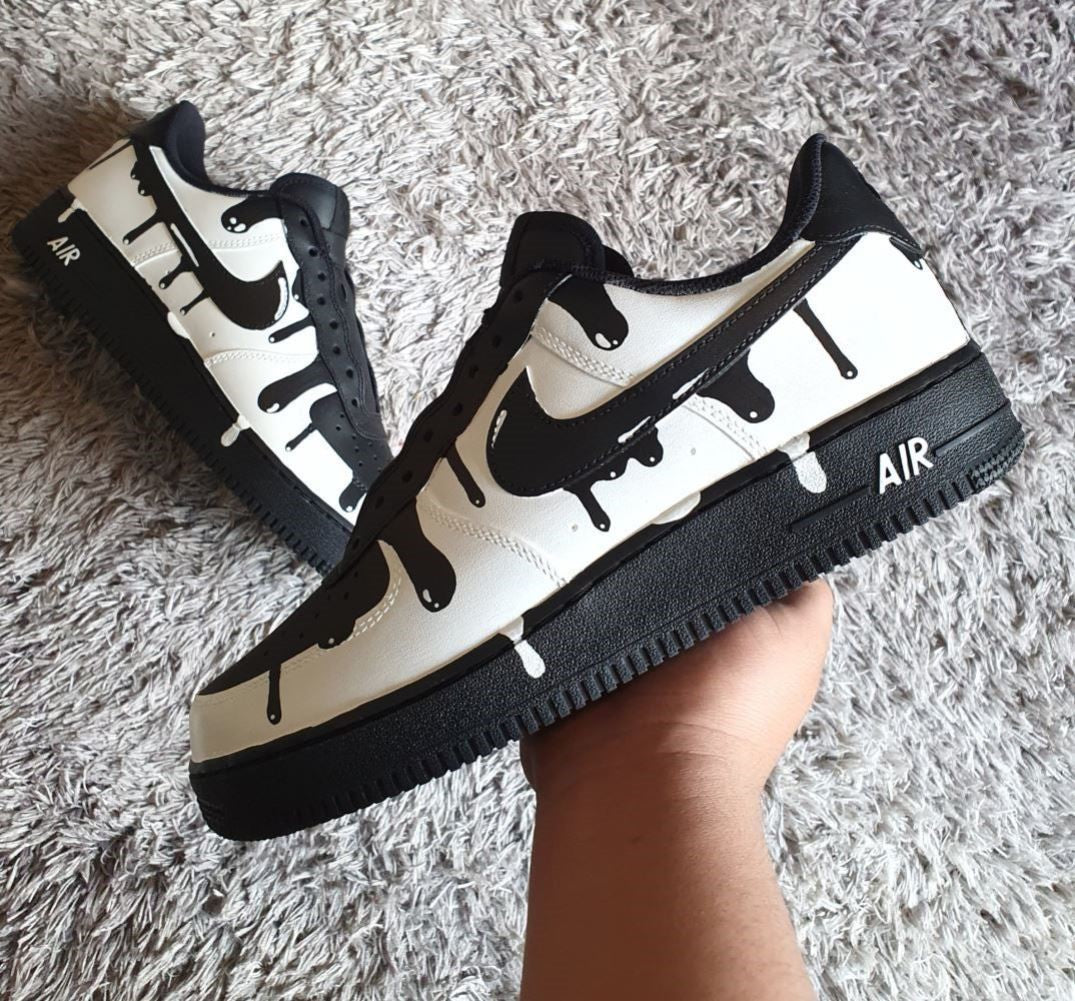 Black White Dripping Custom Sneakers Air Force 1