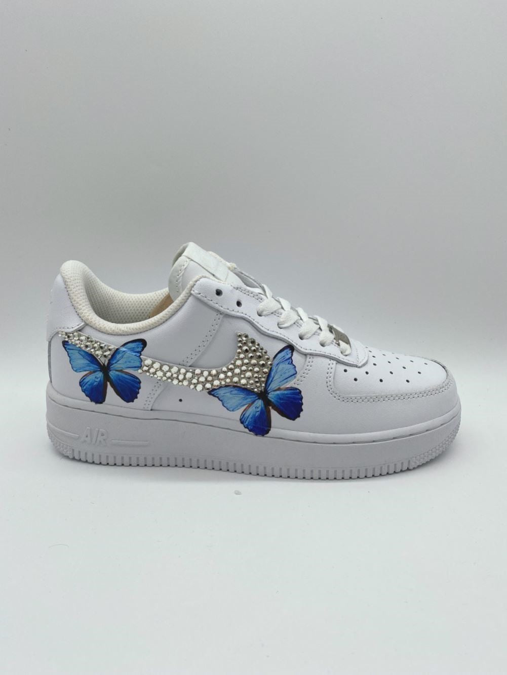 Blue Butterfly Rhinestone Custom Sneakers Air Force 1