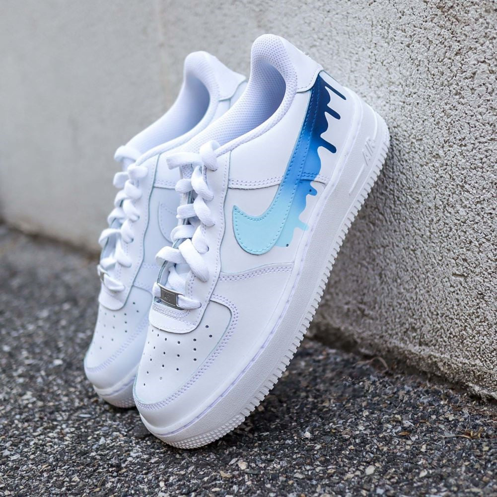 Blue Dripping Custom Sneakers Air Force 1