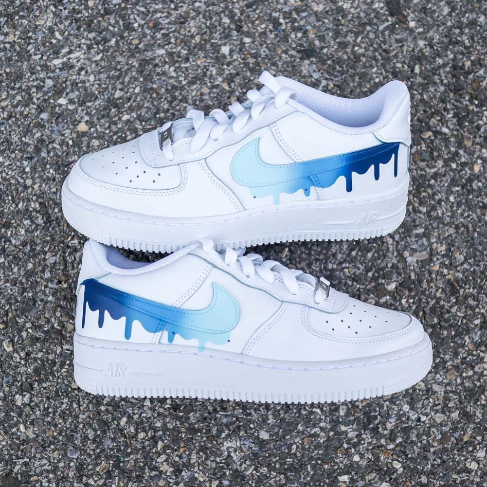 Blue Dripping Custom Sneakers Air Force 1