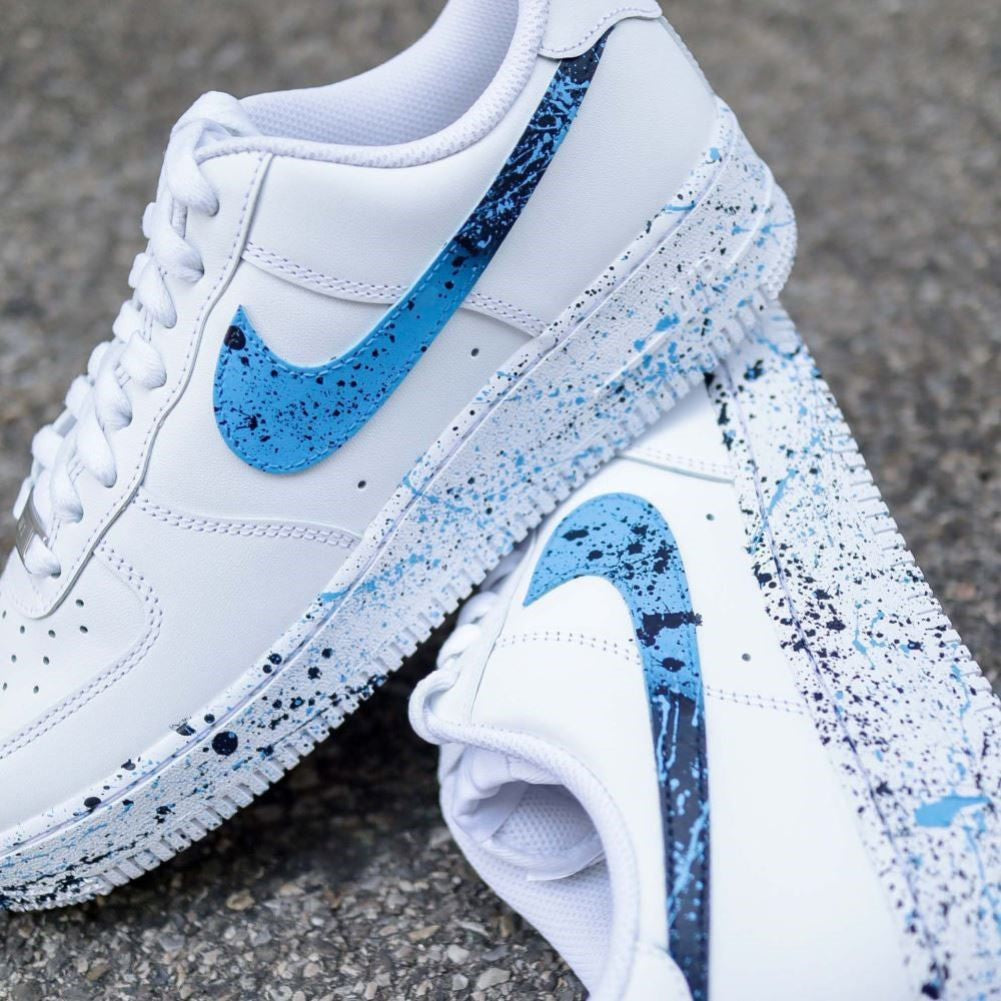 Blue Black Splatter Custom Sneakers Air Force 1