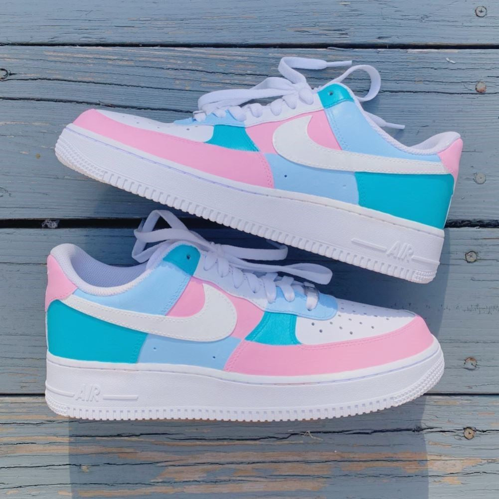 Pink Blue Custom Sneakers Air Force 1