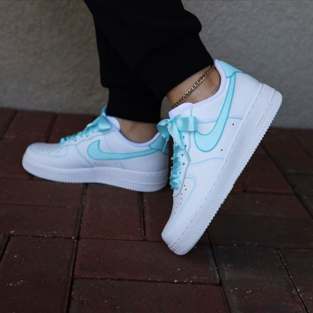 Light Blue Ribbon Custom Sneakers Air Force 1