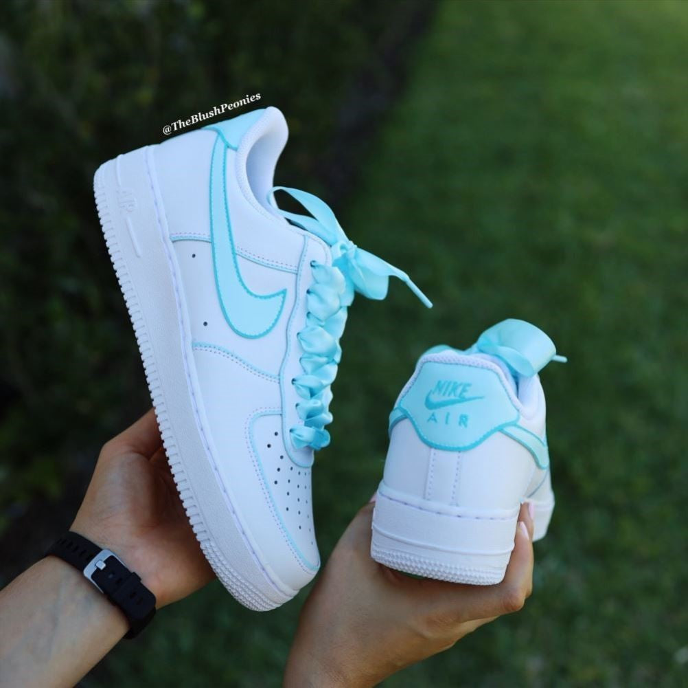 Light Blue Ribbon Custom Sneakers Air Force 1