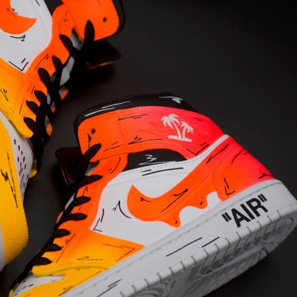 Cartoon Sunset Custom Sneakers Air Jordan 1