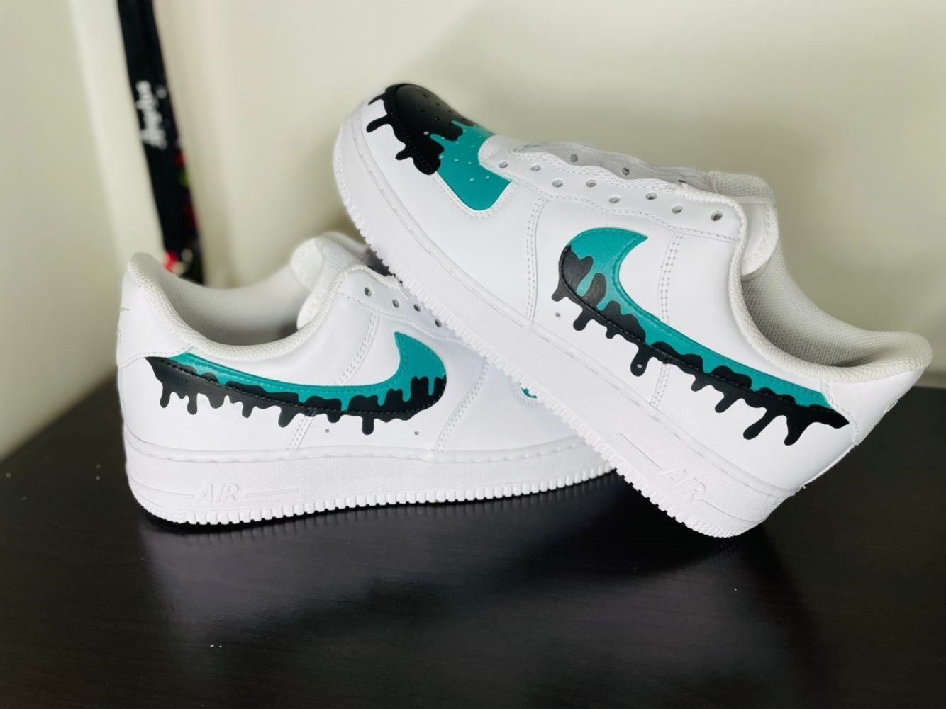 Green Black Dripping Custom Sneakers Air Force 1