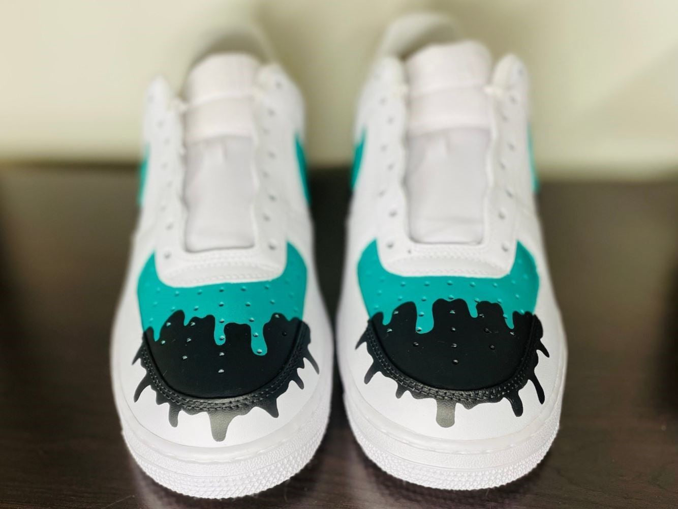 Green Black Dripping Custom Sneakers Air Force 1