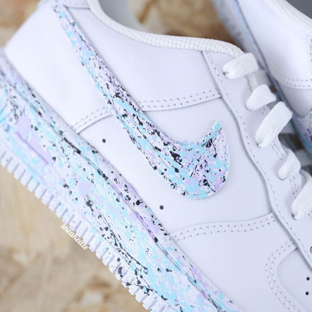 Blue Purple Splash Custom Sneakers Air Force 1