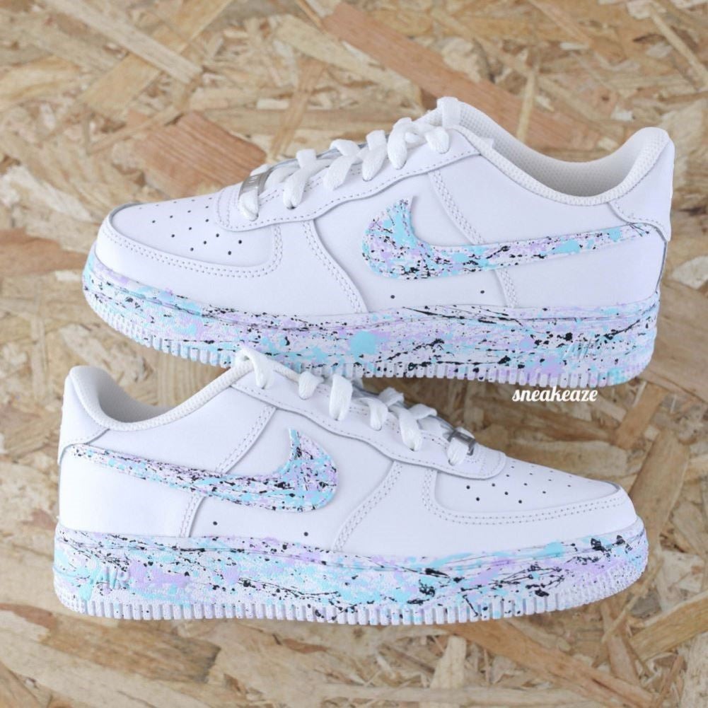 Blue Purple Splash Custom Sneakers Air Force 1